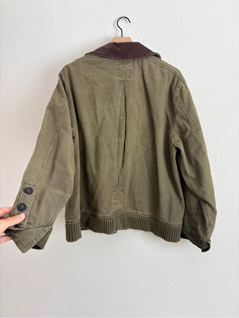 NWT Free People Harley Olive Utility Jacket with Corduroy Collar - Picture 7 of 10